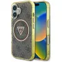 Guess IML Metal Glitter 4G Circle Triangle MagSafe Case für iPhone 16 (Braun)