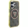 Guess IML Metal Glitter 4G Circle Triangle MagSafe Case für iPhone 16 (Braun)