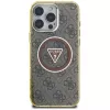 Guess IML Metal Glitter 4G Circle Triangle MagSafe Case für iPhone 16 Pro (Braun)