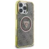 Guess IML Metal Glitter 4G Circle Triangle MagSafe Case für iPhone 16 Pro (Braun)
