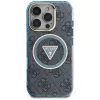 Guess IML Metal Glitter 4G Circle Triangle MagSafe Case für iPhone 16 Pro Max (Blau)