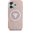Guess IML Metal Glitter 4G Circle Triangle MagSafe Case für iPhone 16 (Pink)