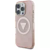 Guess IML Metal Glitter 4G Circle Triangle MagSafe Back Cover für Apple iPhone 16 Pro (Pink)