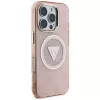 Guess IML Metal Glitter 4G Circle Triangle MagSafe Back Cover für Apple iPhone 16 Pro (Pink)