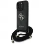Guess 4G Big Logo Cord Strap Crossbody Case für iPhone 16 Pro (Schwarz)