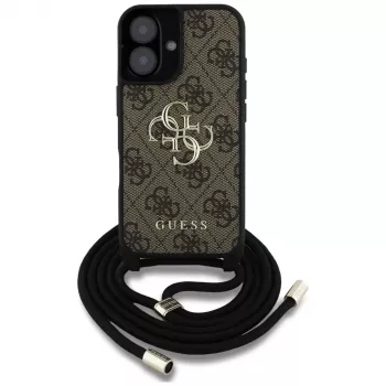 Guess 4G Big Logo Cord StapCrossbody Case für iPhone 16 Braun