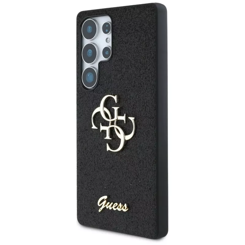 Guess Fixed Glitter Big 4G Metal Logo Case für Samsung Galaxy S25 Ultra (Schwarz)
