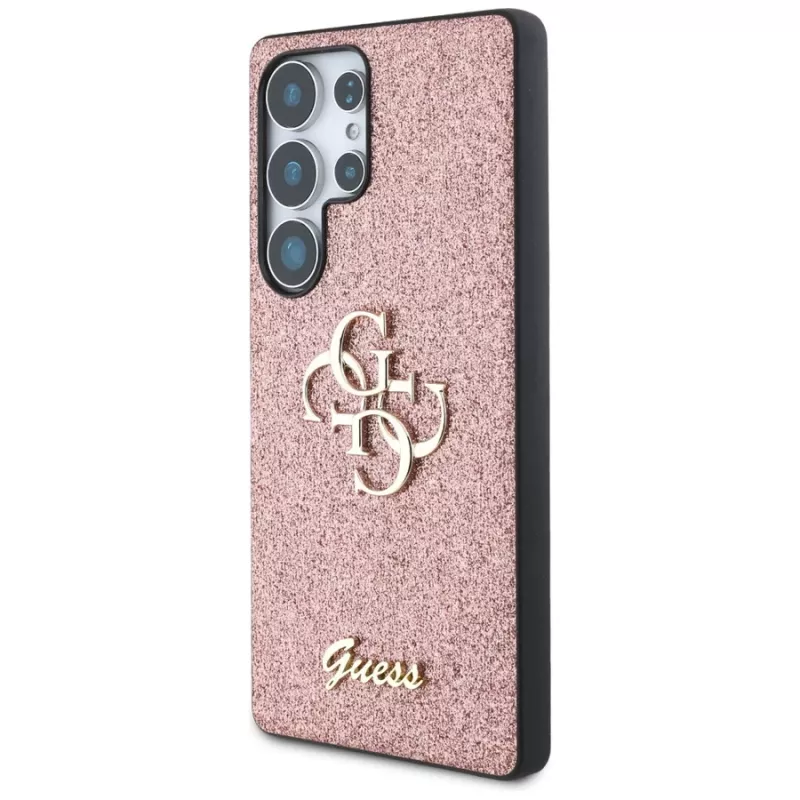 Guess Fixed Glitter Big 4G Metal Logo Case für Samsung Galaxy S25 Ultra (Pink)