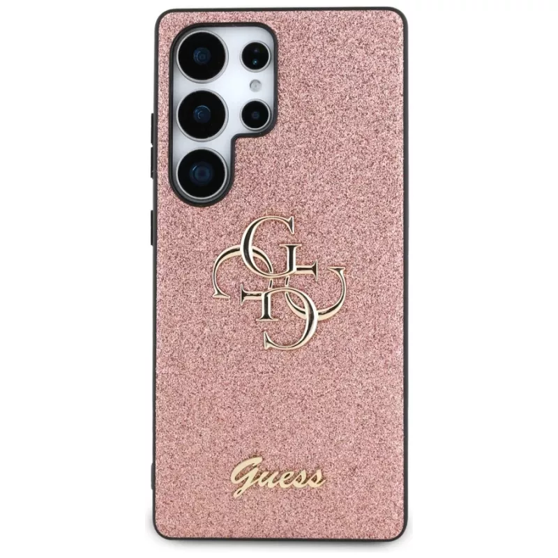Guess Fixed Glitter Big 4G Metal Logo Case für Samsung Galaxy S25 Ultra (Pink)