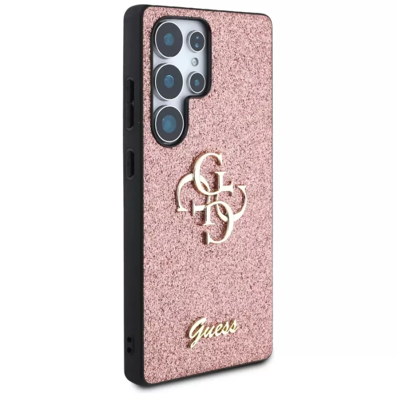 Guess Fixed Glitter Big 4G Metal Logo Case für Samsung Galaxy S25 Ultra (Pink)