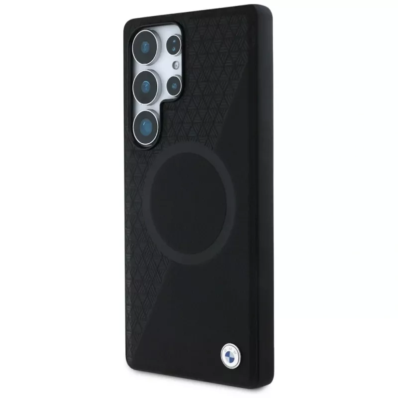 BMW Leder-Halbtextur-MagSafe-Case für Samsung Galaxy S25 Ultra Schwarz