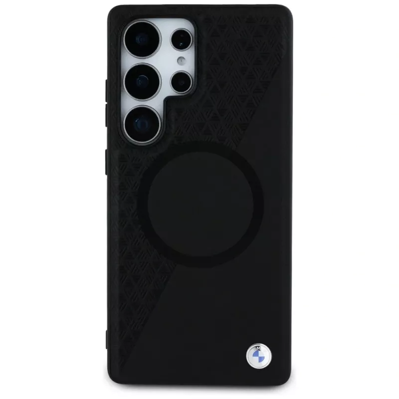 BMW Leder-Halbtextur-MagSafe-Case für Samsung Galaxy S25 Ultra Schwarz