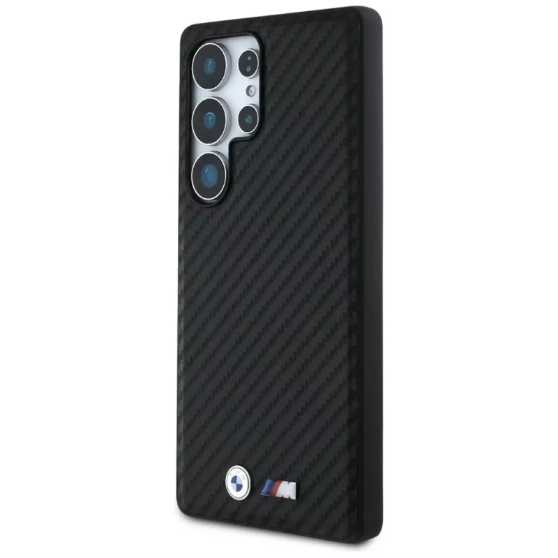 BMW Leather Carbon MagSafe Case für Samsung Galaxy S25 Ultra Schwarz