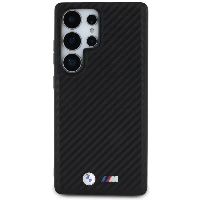 BMW Leather Carbon MagSafe Case für Samsung Galaxy S25 Ultra Schwarz