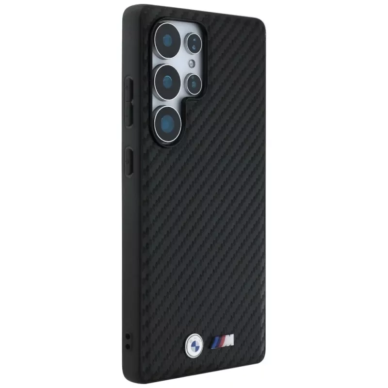 BMW Leather Carbon MagSafe Case für Samsung Galaxy S25 Ultra Schwarz