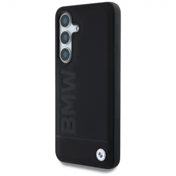 BMW Leder Big Wordmark Case für Samsung Galaxy S25 Schwarz