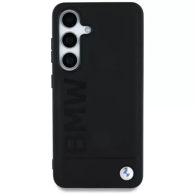 BMW Leder Big Wordmark Case für Samsung Galaxy S25 Schwarz