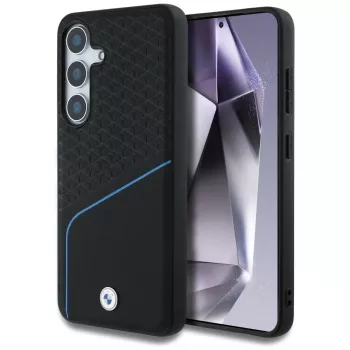 BMW Leder-TEXTURED und Glatt MagSafe Case für Samsung Galaxy S25 Schwarz
