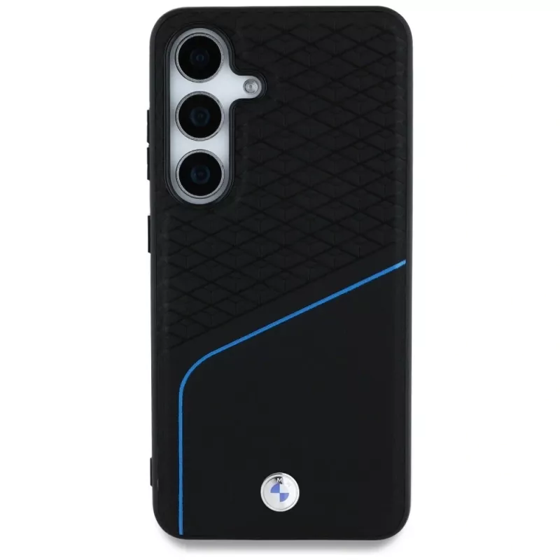 BMW Leder-TEXTURED und Glatt MagSafe Case für Samsung Galaxy S25 Schwarz