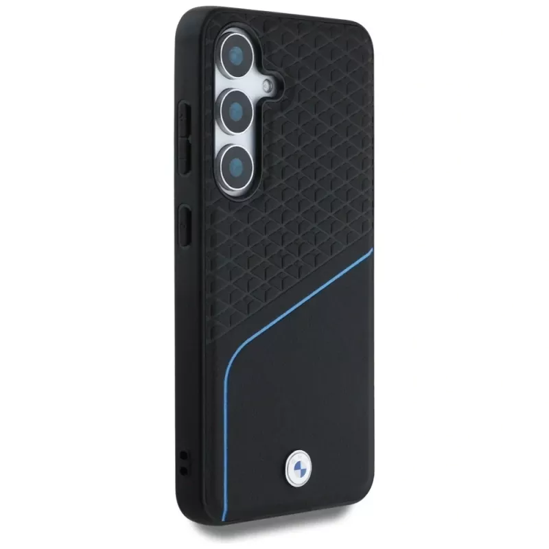 BMW Leder-TEXTURED und Glatt MagSafe Case für Samsung Galaxy S25 Schwarz