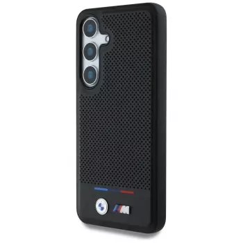 BMW Leder-Tricolor-Streifen MagSafe Case für Samsung Galaxy S25 Schwarz