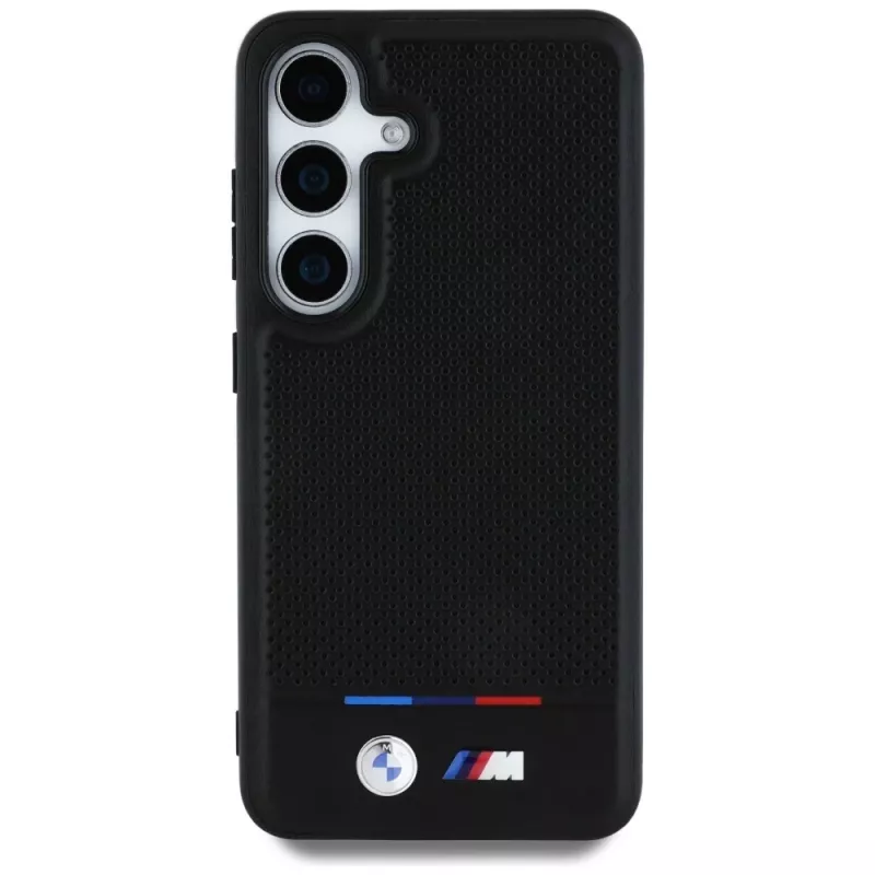 BMW Leder-Tricolor-Streifen MagSafe Case für Samsung Galaxy S25 Schwarz