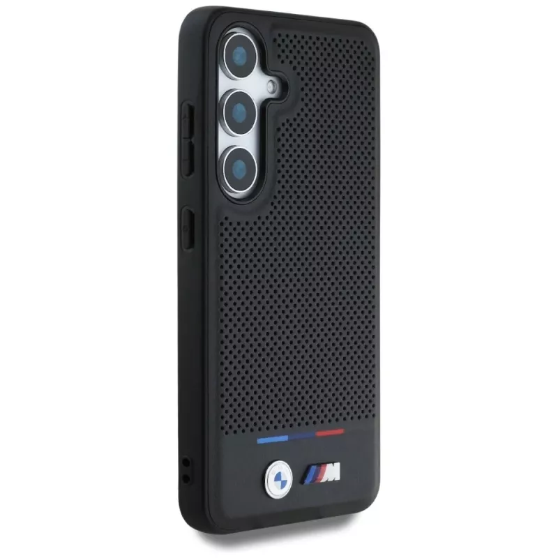 BMW Leder-Tricolor-Streifen MagSafe Case für Samsung Galaxy S25 Schwarz