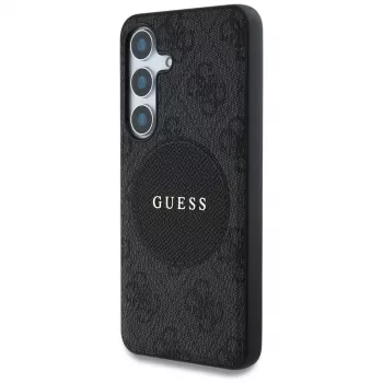 Guess 4G Round Patch Classic Logo MagSafe Case für Samsung Galaxy S25+ (Schwarz)