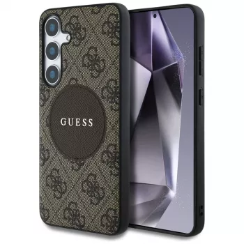Guess 4G Round Patch Classic Logo MagSafe Case für Samsung Galaxy S25+ (Braun)