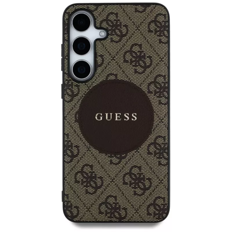 Guess 4G Round Patch Classic Logo MagSafe Case für Samsung Galaxy S25+ (Braun)