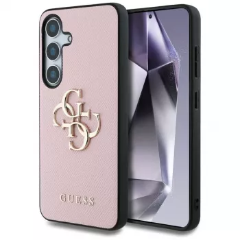 Guess Grained Big 4G Logo Small Classic Logo Back Cover Case für Samsung Galaxy S25 Pink