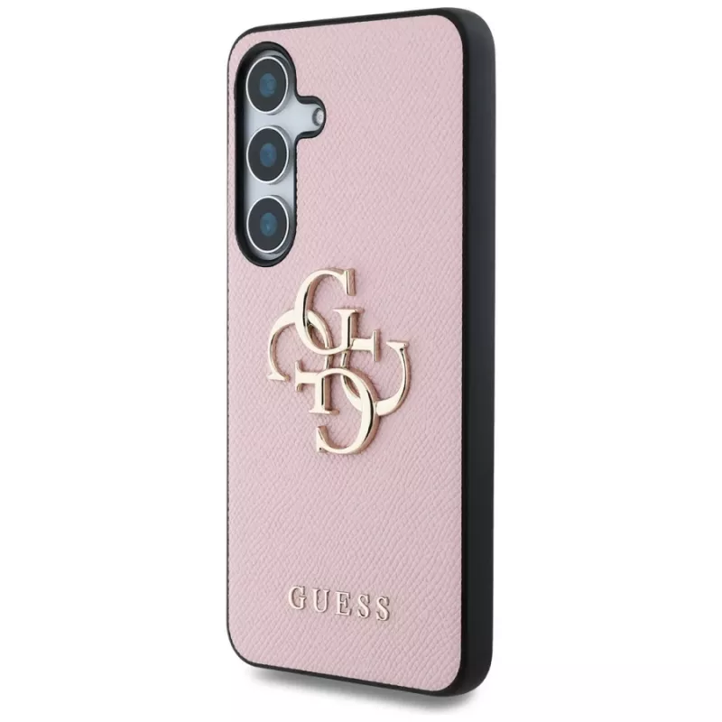 Guess Grained Big 4G Logo Small Classic Logo Back Cover Case für Samsung Galaxy S25 Pink