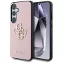 Guess Grained Big 4G Logo Small Classic Logo Back Cover für Samsung Galaxy S25 Plus, Pink