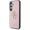 Guess Grained Big 4G Logo Small Classic Logo Back Cover für Samsung Galaxy S25 Plus, Pink