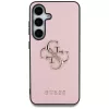Guess Grained Big 4G Logo Small Classic Logo Back Cover für Samsung Galaxy S25 Plus, Pink