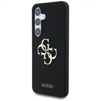 Guess Silicone Big 4G Logo Bottom Script Case für Samsung Galaxy S25, Schwarz