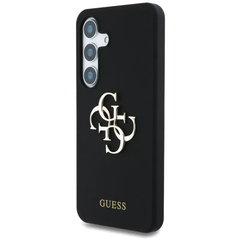 Guess Silicone Big 4G Logo Bottom Script Case für Samsung Galaxy S25, Schwarz