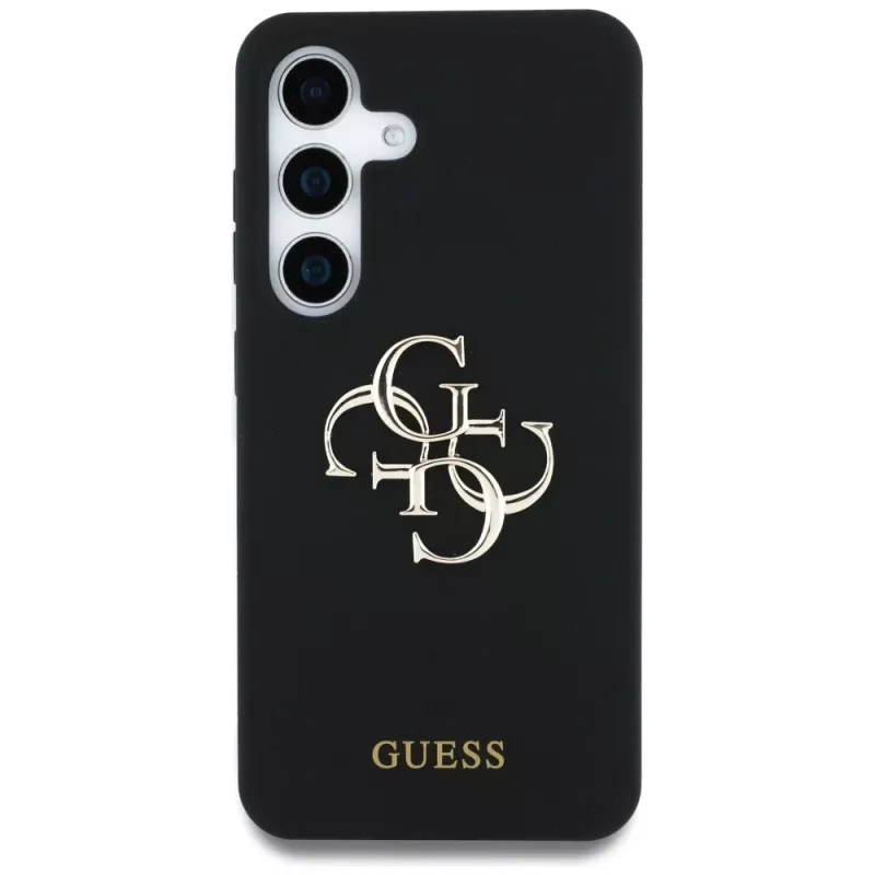 Guess Silicone Big 4G Logo Bottom Script Case für Samsung Galaxy S25, Schwarz