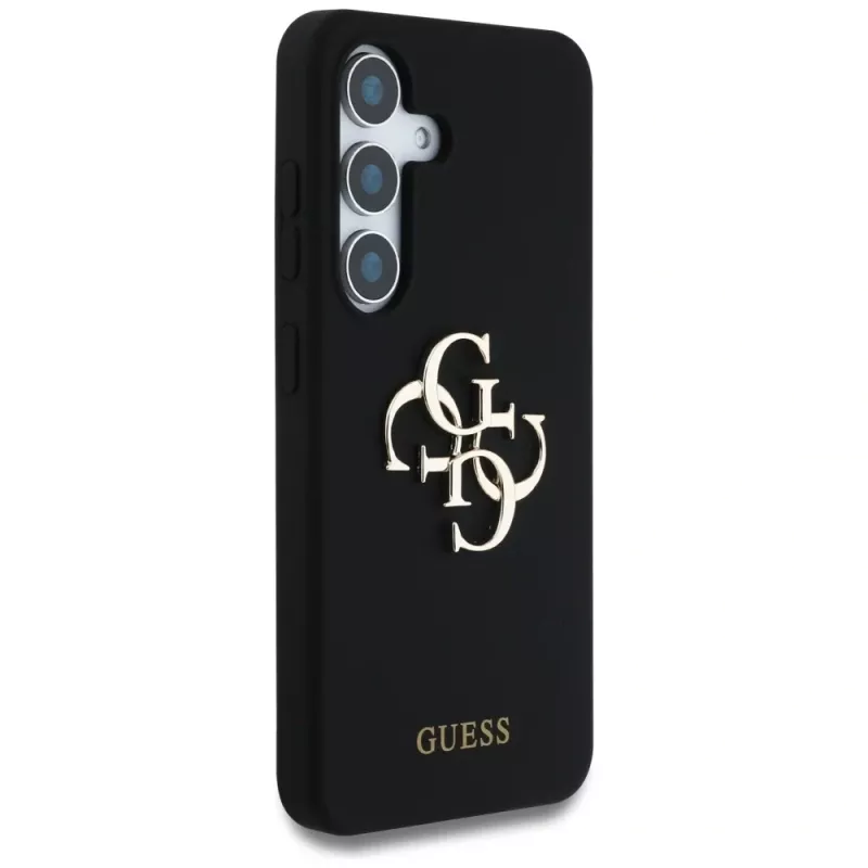 Guess Silicone Big 4G Logo Bottom Script Case für Samsung Galaxy S25, Schwarz
