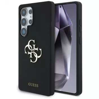 Guess Silicone Big 4G Logo Bottom Script Case für Samsung Galaxy S25 Ultra - Schwarz