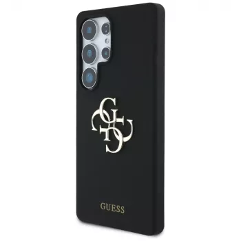 Guess Silicone Big 4G Logo Bottom Script Case für Samsung Galaxy S25 Ultra - Schwarz