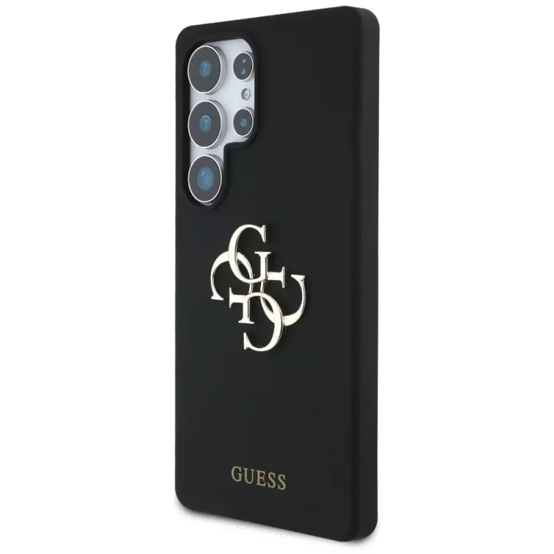 Guess Silicone Big 4G Logo Bottom Script Case für Samsung Galaxy S25 Ultra - Schwarz