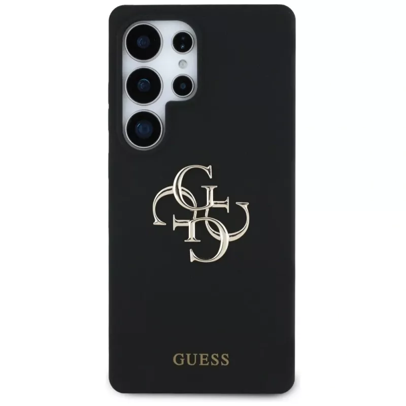 Guess Silicone Big 4G Logo Bottom Script Case für Samsung Galaxy S25 Ultra - Schwarz
