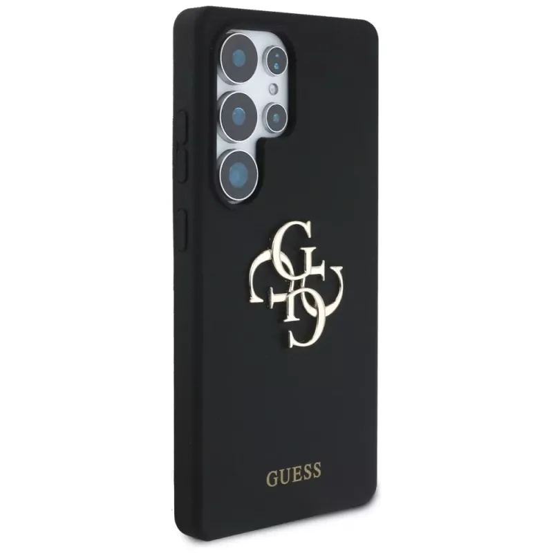 Guess Silicone Big 4G Logo Bottom Script Case für Samsung Galaxy S25 Ultra - Schwarz