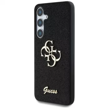 Guess Fixed Glitter Big 4G Metal Logo Case für Samsung Galaxy S25 (Schwarz)