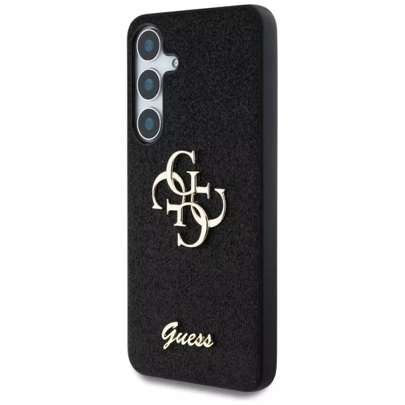Guess Fixed Glitter Big 4G Metal Logo Case für Samsung Galaxy S25 (Schwarz)