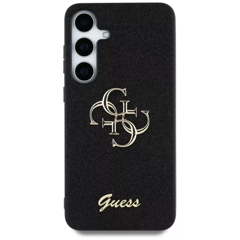 Guess Fixed Glitter Big 4G Metal Logo Case für Samsung Galaxy S25 (Schwarz)