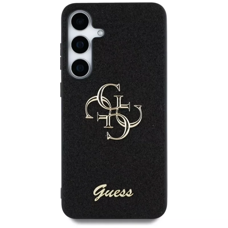 Guess Fixed Glitter Big 4G Metal Logo Case für Samsung Galaxy S25+ (Schwarz)
