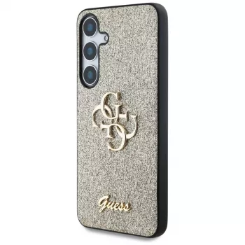 Guess Fixed Glitter Big 4G Metal Logo Back Cover für Samsung Galaxy S25 - Gold