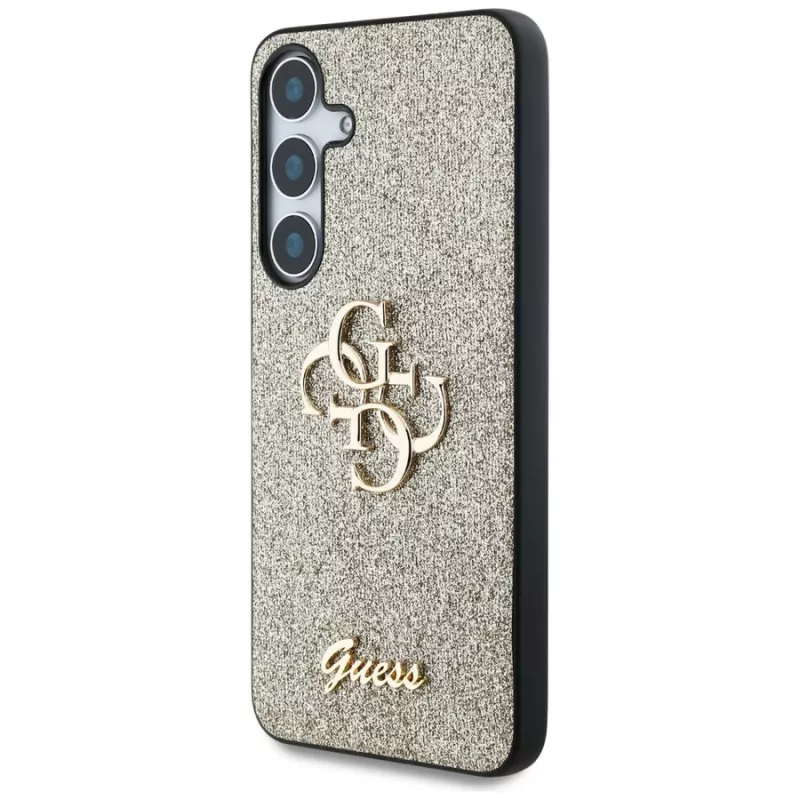 Guess Fixed Glitter Big 4G Metal Logo Back Cover für Samsung Galaxy S25 - Gold